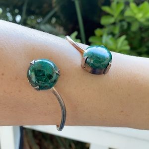 Vintage Malachite and Silver Bangle